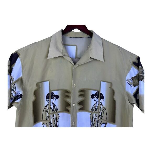 Million Guy Men’s Shirt Brown 18.5 2XL Y2K 90’s Button Up Hip Hop Urban Street - Picture 2 of 11